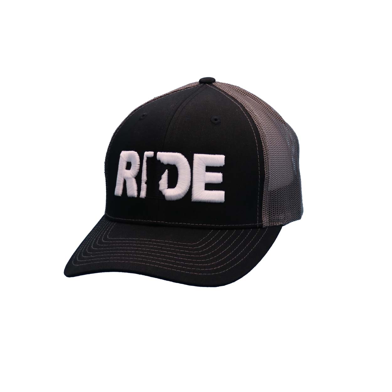 Ride Minnesota Classic Embroidered Snapback Trucker Hat Black/Gray