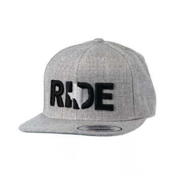Ride Texas Night Out Flat Brim Snapback Hat Gray_Black_Side