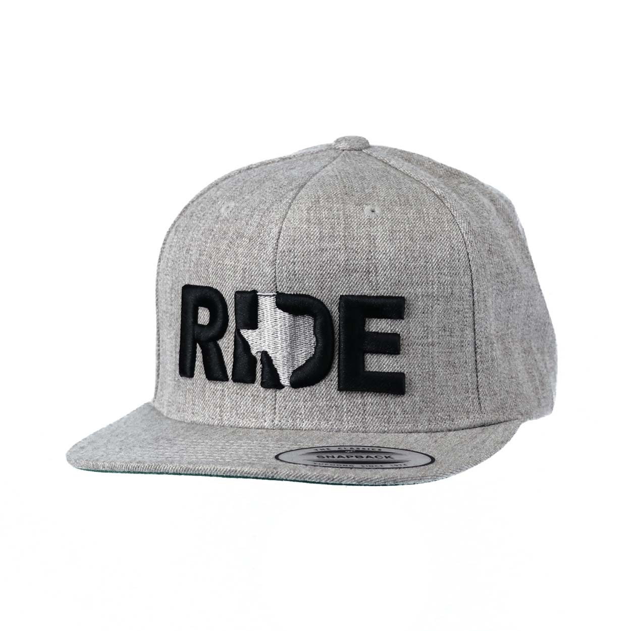 Ride Texas Classic Embroidered Snapback Flat Brim Hat Heather Gray