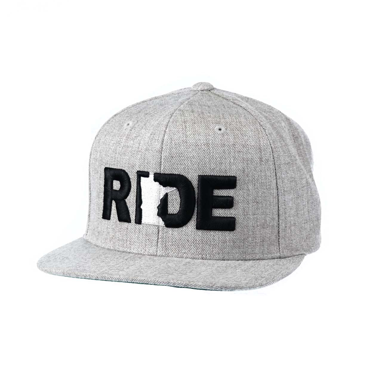 Ride Minnesota Classic Embroidered Snapback Flat Brim Hat Gray