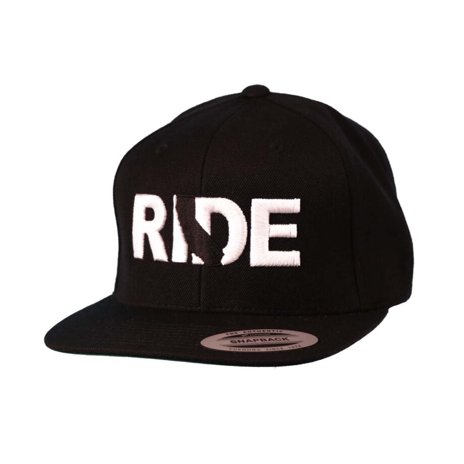 Ride California Classic Flatbrim Snapback Hat Black_White