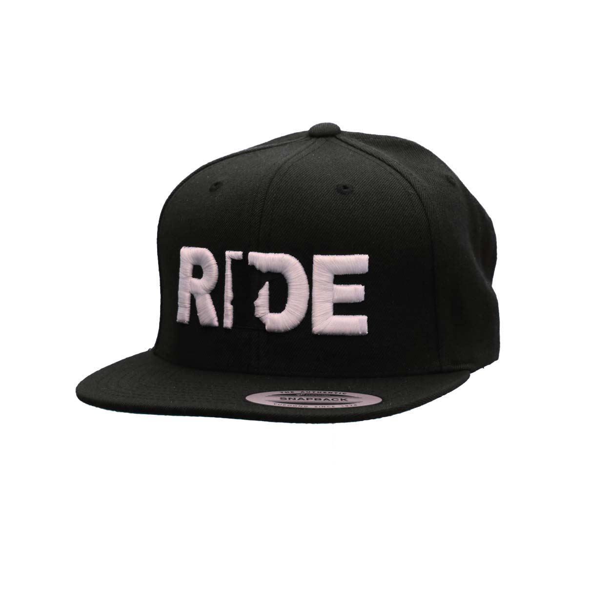 Ride Minnesota Classic Embroidered Snapback Flat Brim Hat Black