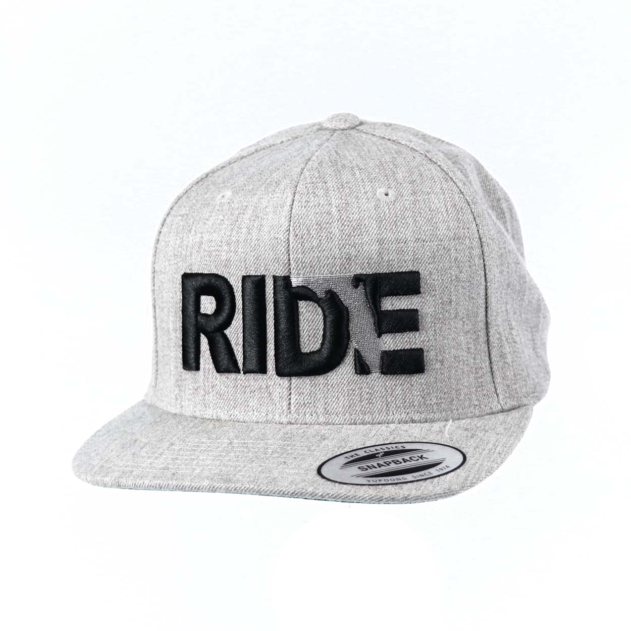 Ride Florida Classic Pro 3D Puff Embroidered Snapback Flat Brim Hat Heather Gray