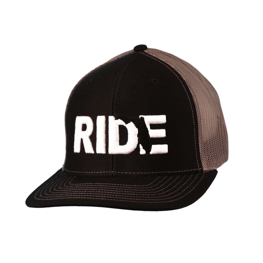 Ride Florida Classic Trucker Snapback Hat Black_White