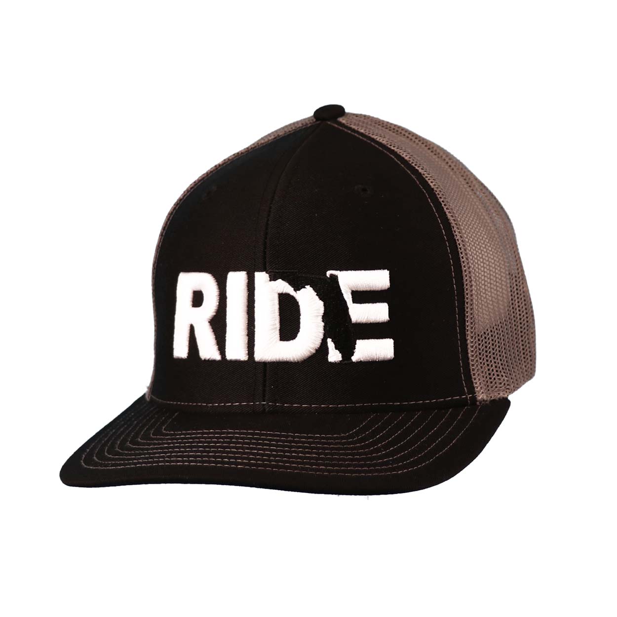 Ride Florida Classic Embroidered Snapback Trucker Hat Black/Gray