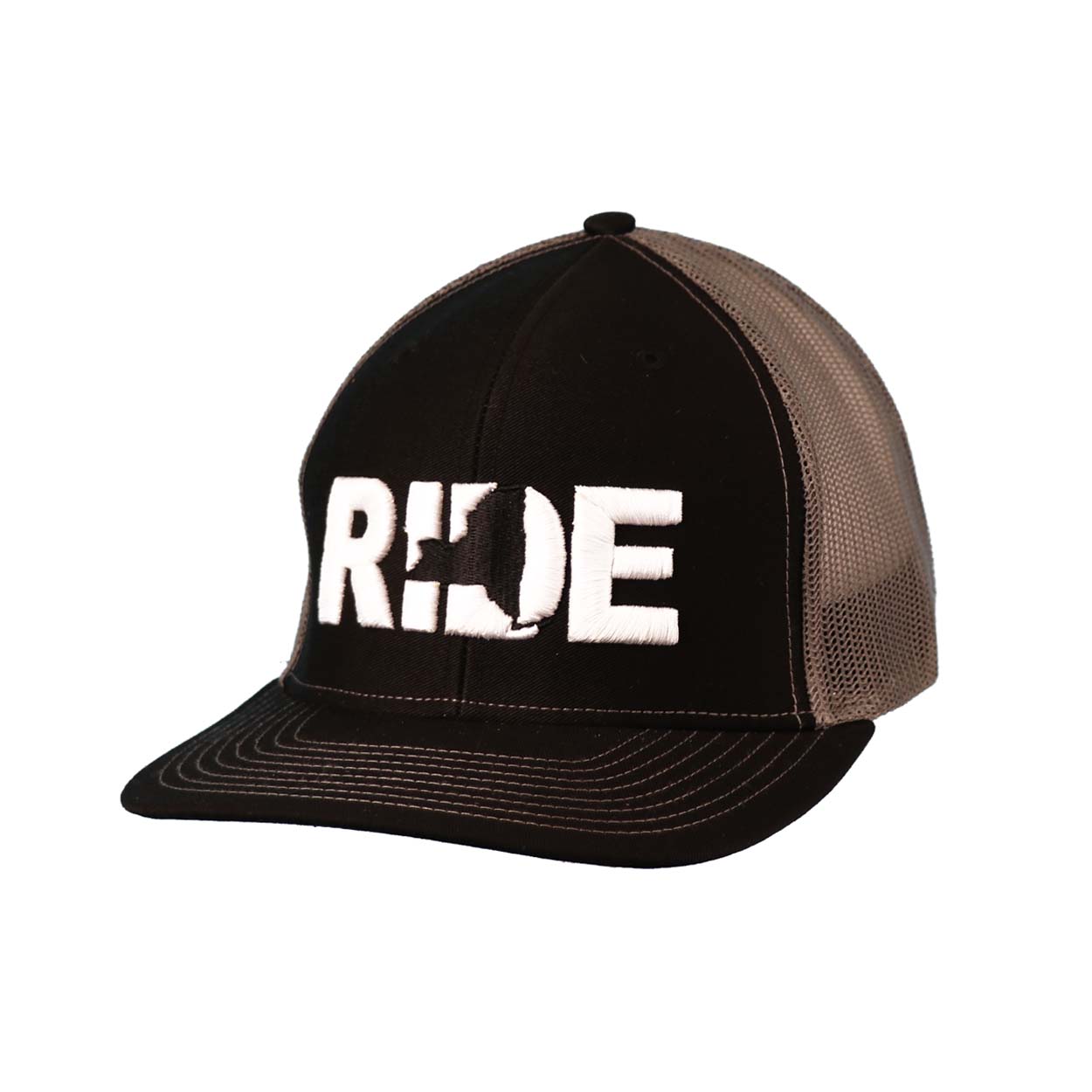 Ride New York Classic Pro 3D Puff Embroidered Snapback Trucker Hat Black/Gray