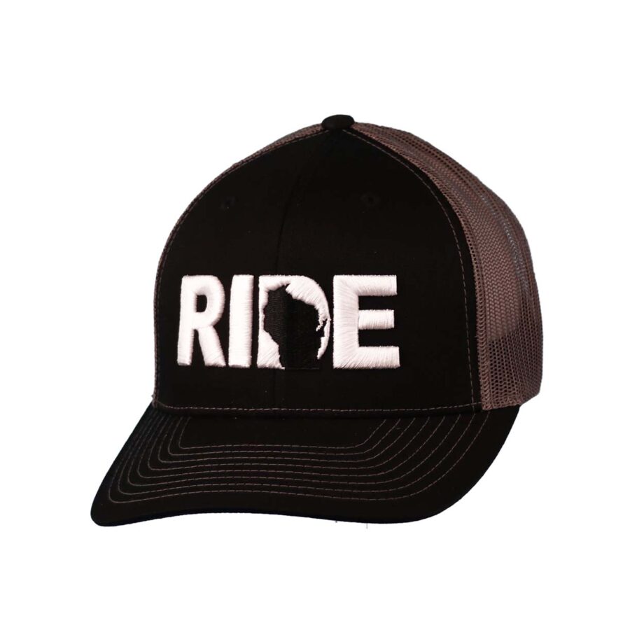 Ride Wisconsin Classic Trucker Snapback Hat Black_White