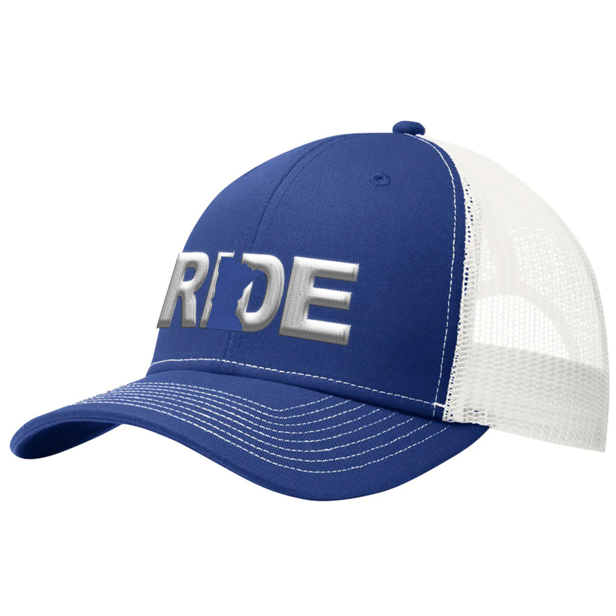 Ride Minnesota Classic Pro 3D Puff Embroidered Snapback Trucker Hat Blue/White