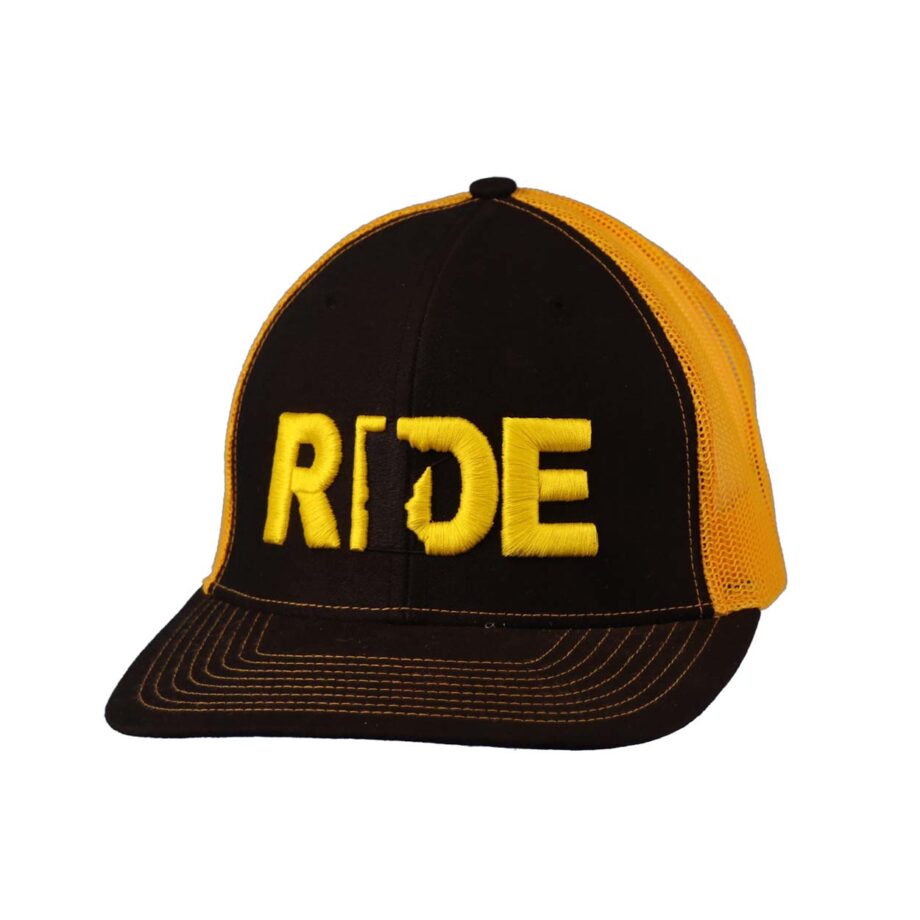 Ride Minnesota Classic Trucker Snapback Hat Black_Gold_Side