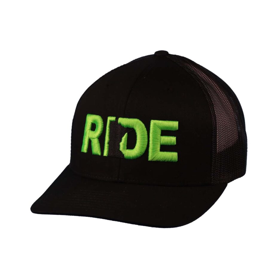 Ride Minnesota Classic Trucker Snapback Hat Black_Neon Green_Side