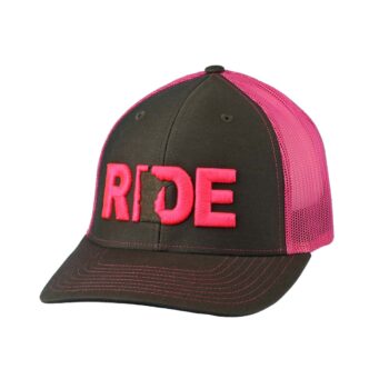 Ride Minnesota Classic Trucker Snapback Hat Charcoal_Pink_Side