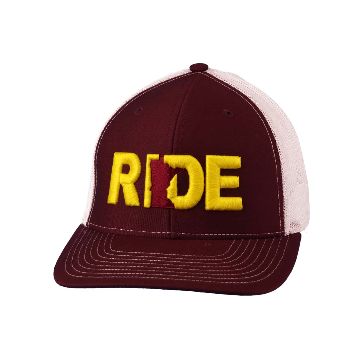 Ride Minnesota Classic Embroidered Snapback Trucker Hat Maroon/Gold