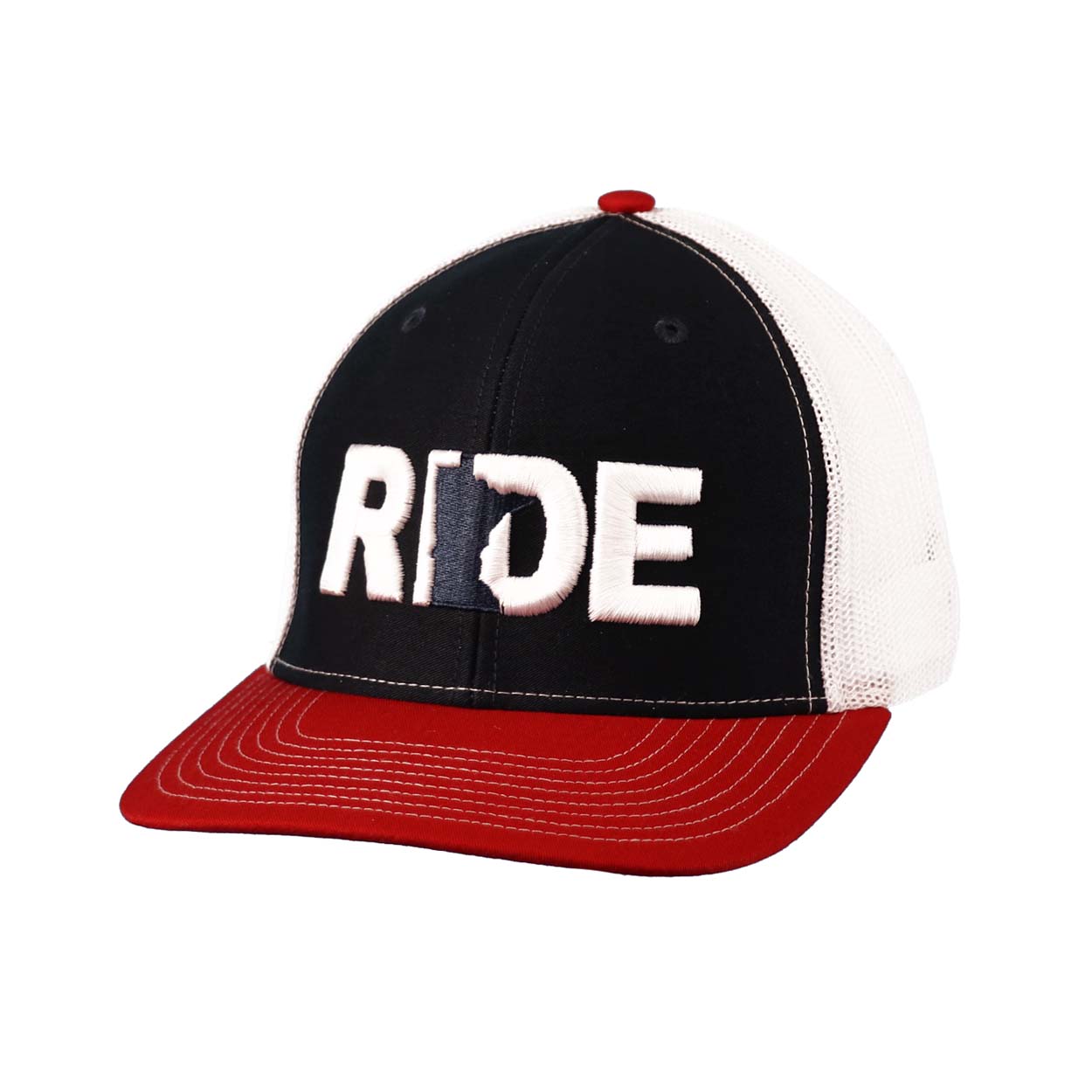 Ride Minnesota Classic Embroidered Snapback Trucker Hat Blue/White/Red