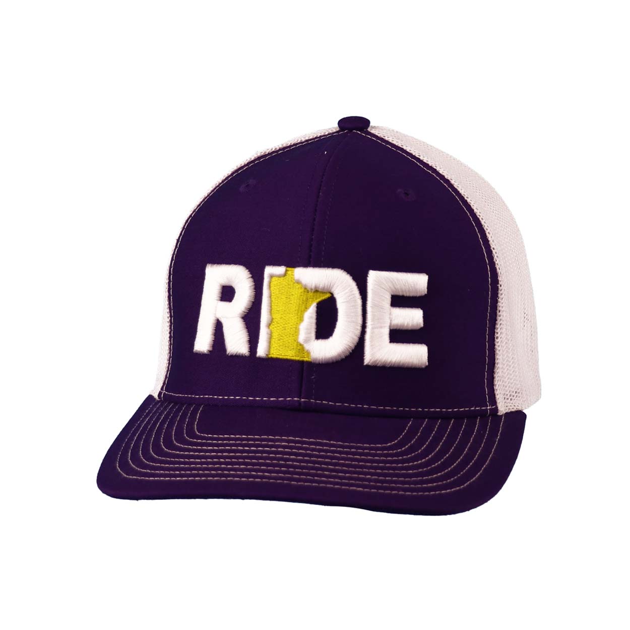 Ride Minnesota Classic Embroidered Snapback Trucker Hat Purple/White/Gold