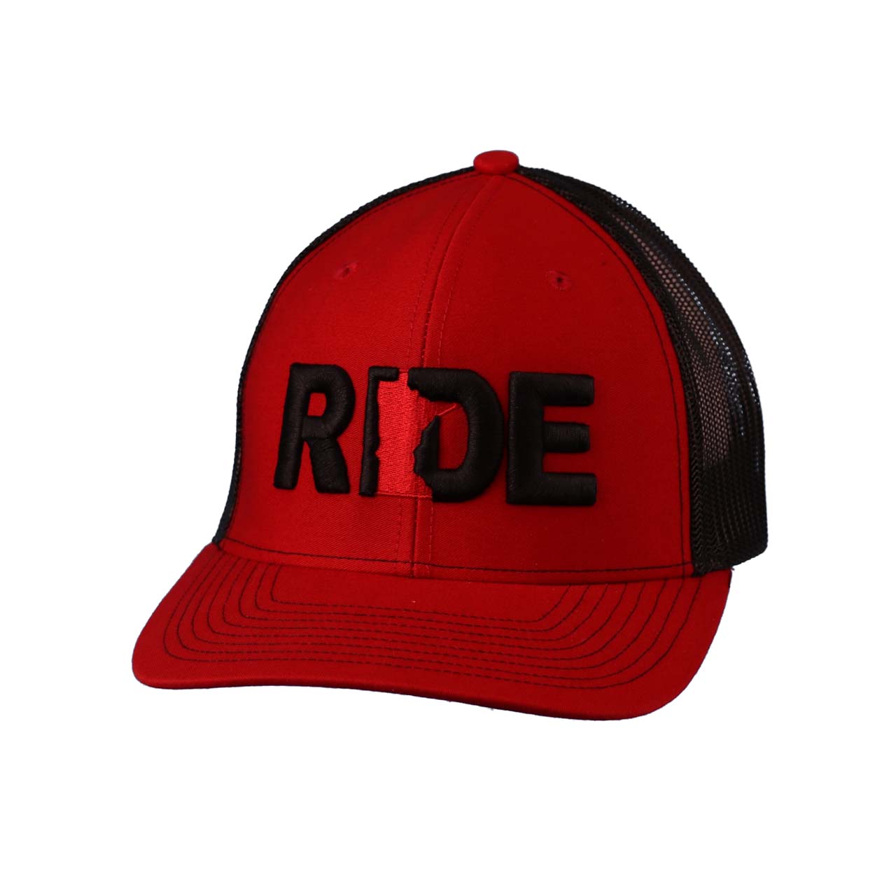 Ride Minnesota Classic Embroidered Snapback Trucker Hat Red/Black