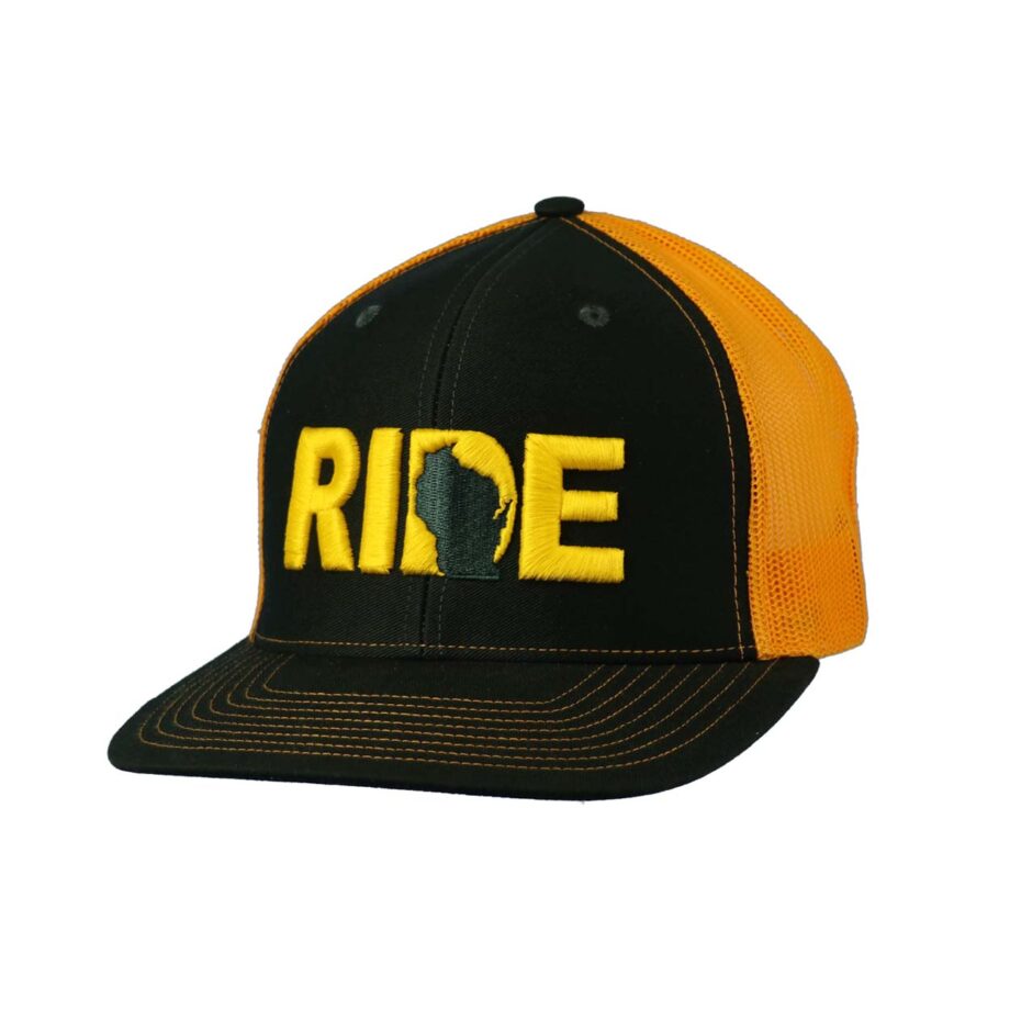 Ride Wisconsin Classic Flat Brim Snapback Hat Green_Gold