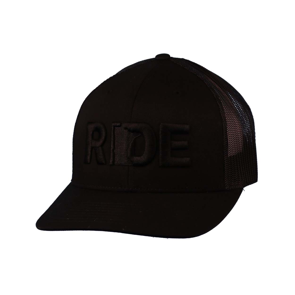 Ride Minnesota Classic Embroidered Snapback Trucker Hat Black/Black