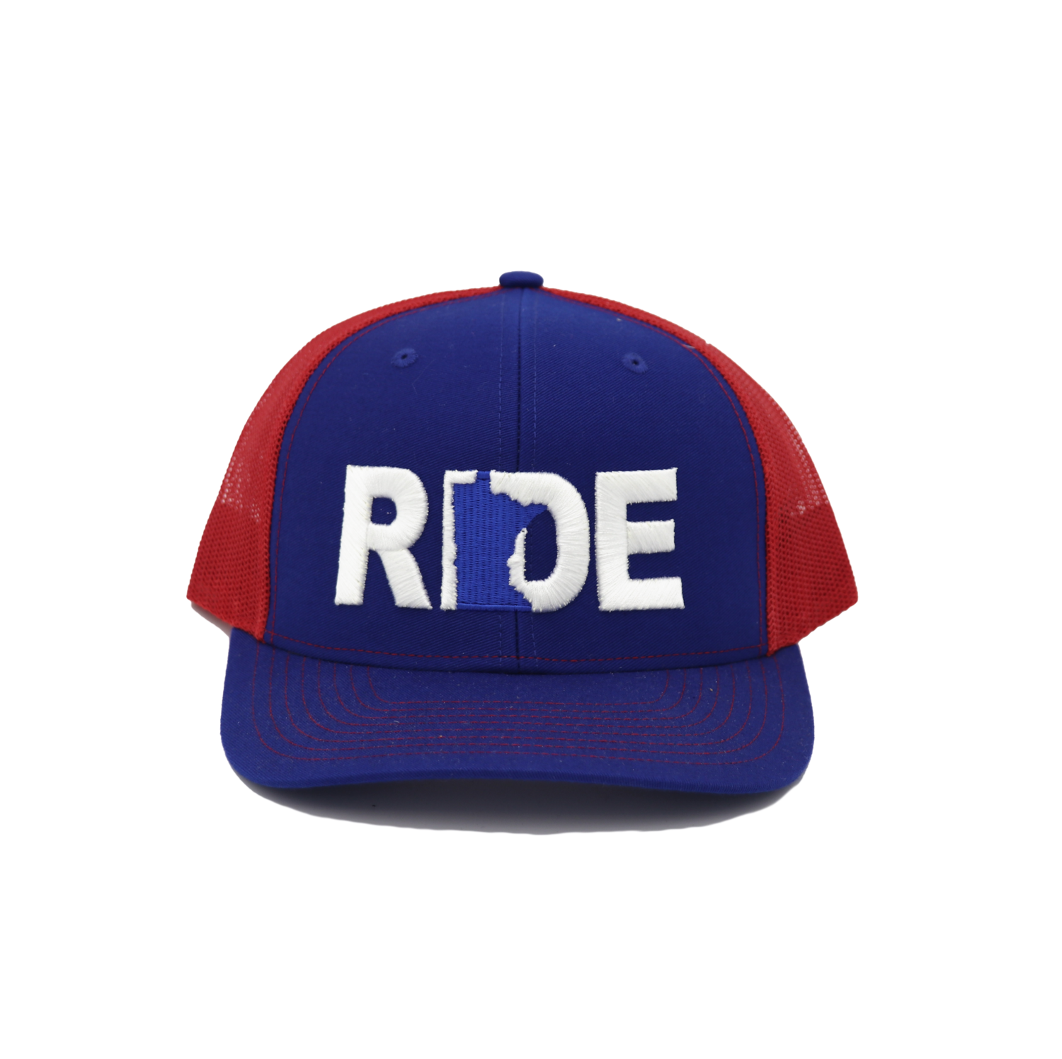 Ride Minnesota Classic Embroidered Snapback Trucker Hat Blue/Red/White
