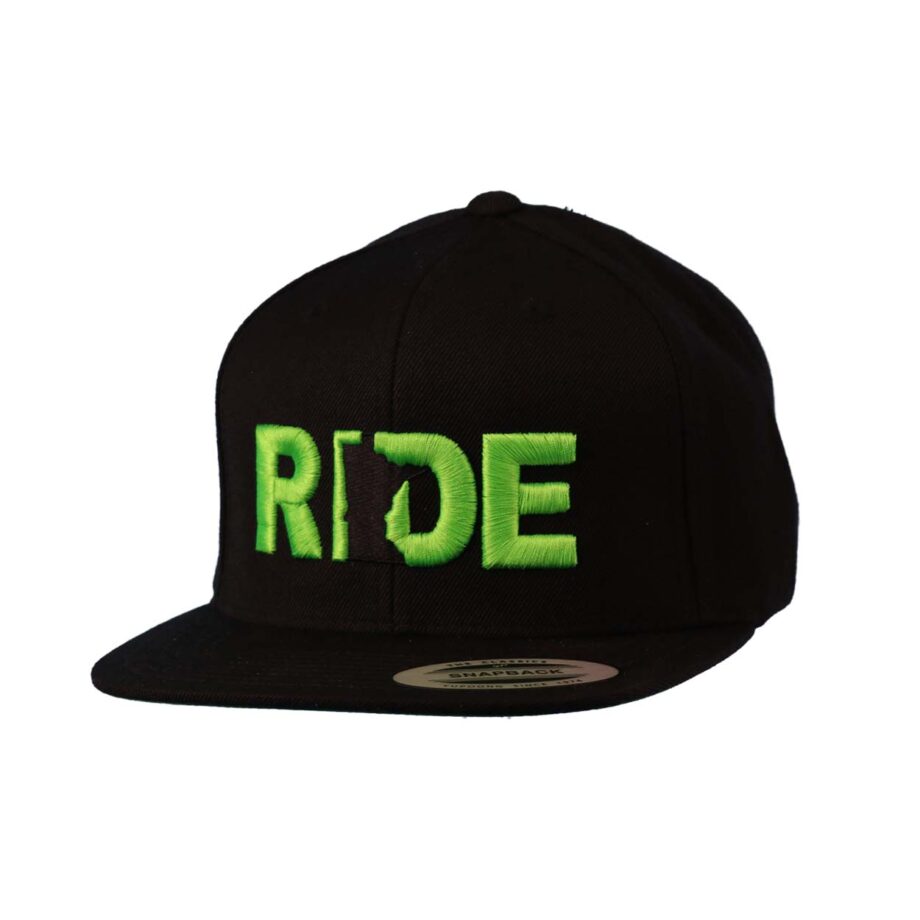 Ride Minnesota Classic Flat Brim Snapback Hat Black_Neon Green_Side