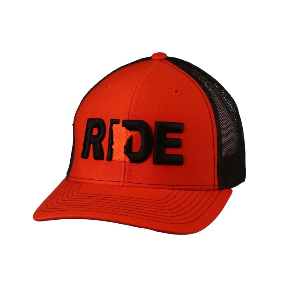 Ride Minnesota Classic Trucker Snapback Hat Orange_Black_Side