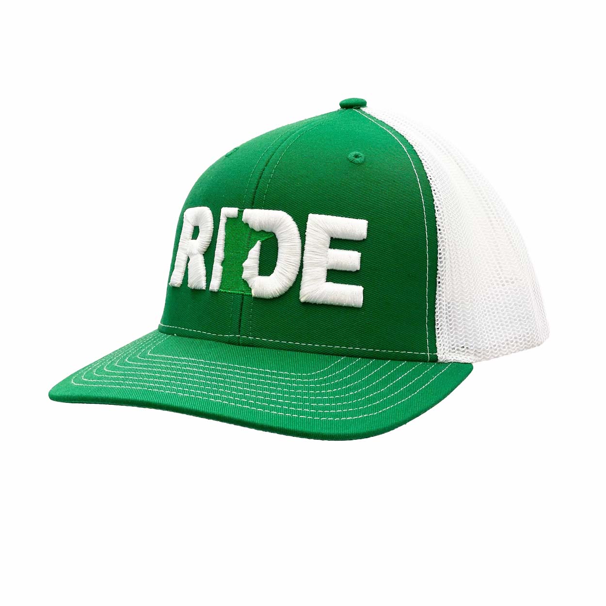 Ride Minnesota Classic Embroidered Snapback Trucker Hat Green/White
