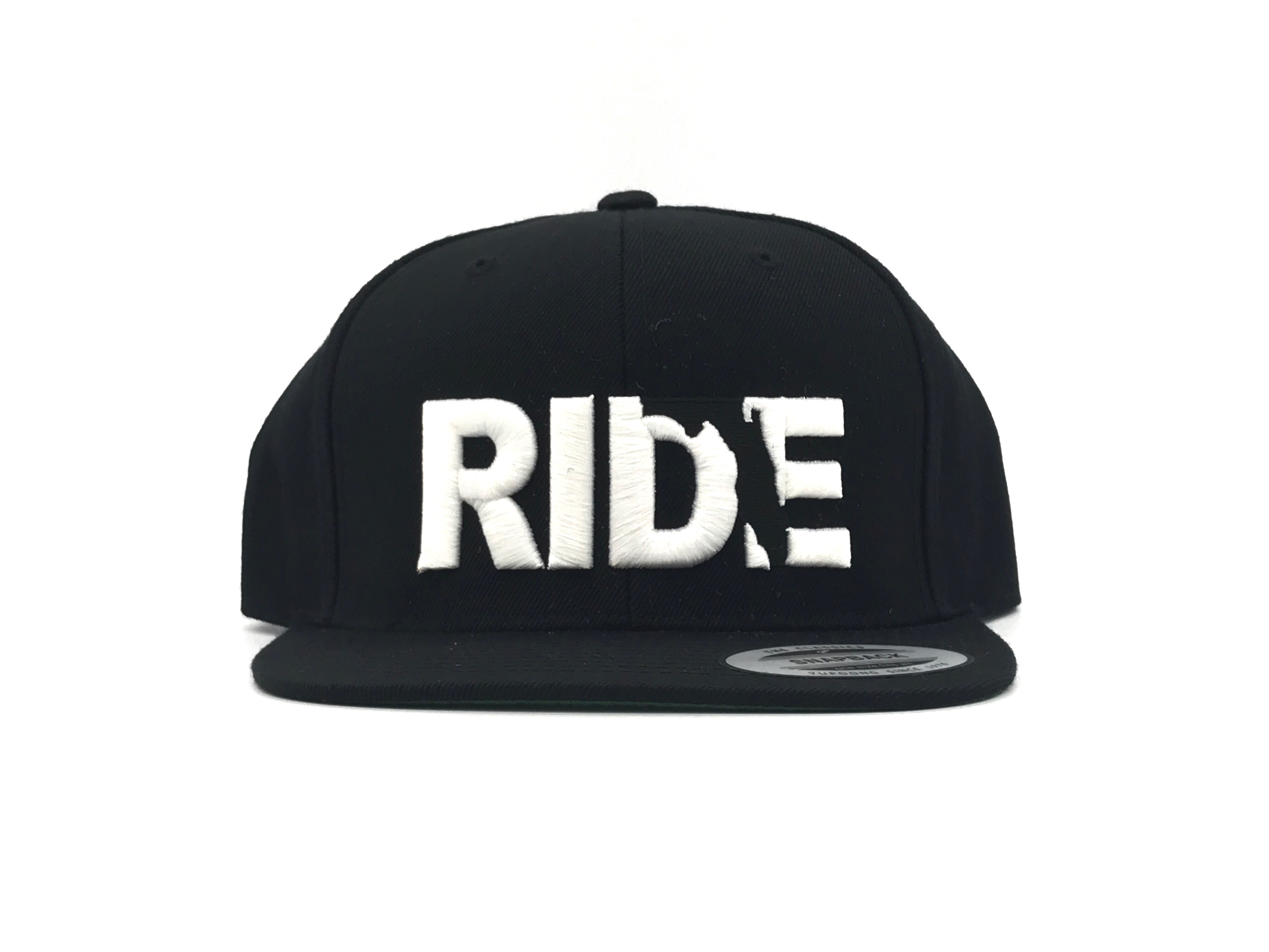 Ride Florida Classic Embroidered  Snapback Flat Brim Hat Black