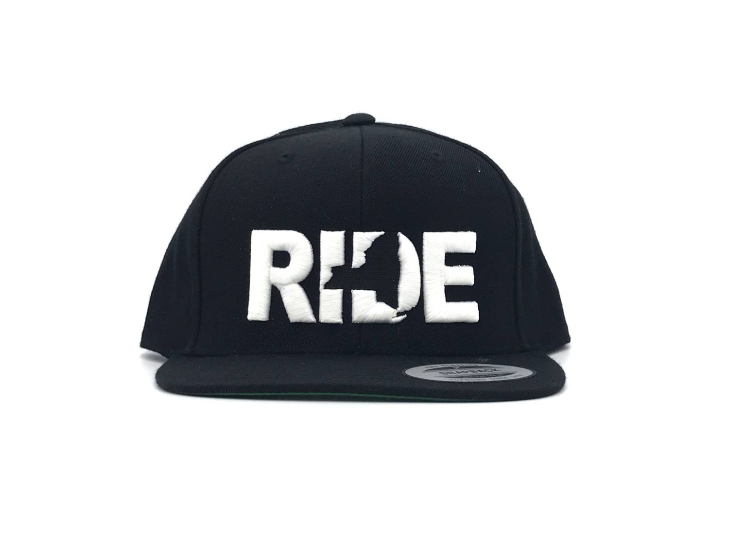 Ride New York Classic Embroidered  Snapback Flat Brim Hat Black