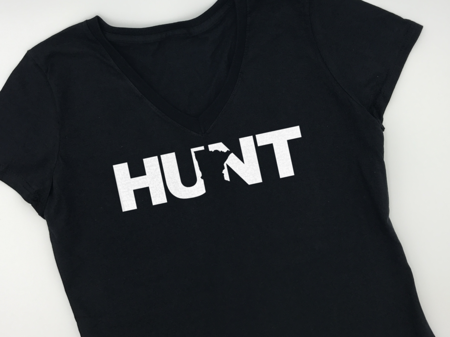 Ride Hunt MN Shirt Womens V-Neck Black