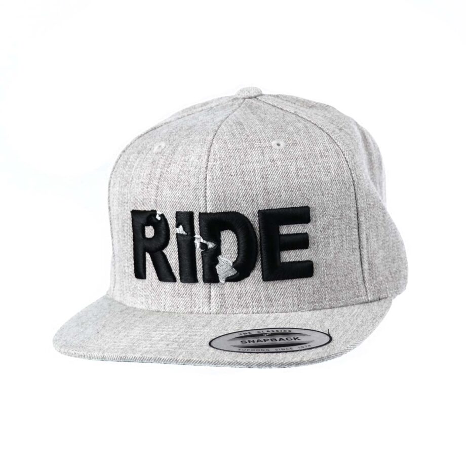 Ride Hawaii Classic Flatbrim Snapback Hat Gray_Black