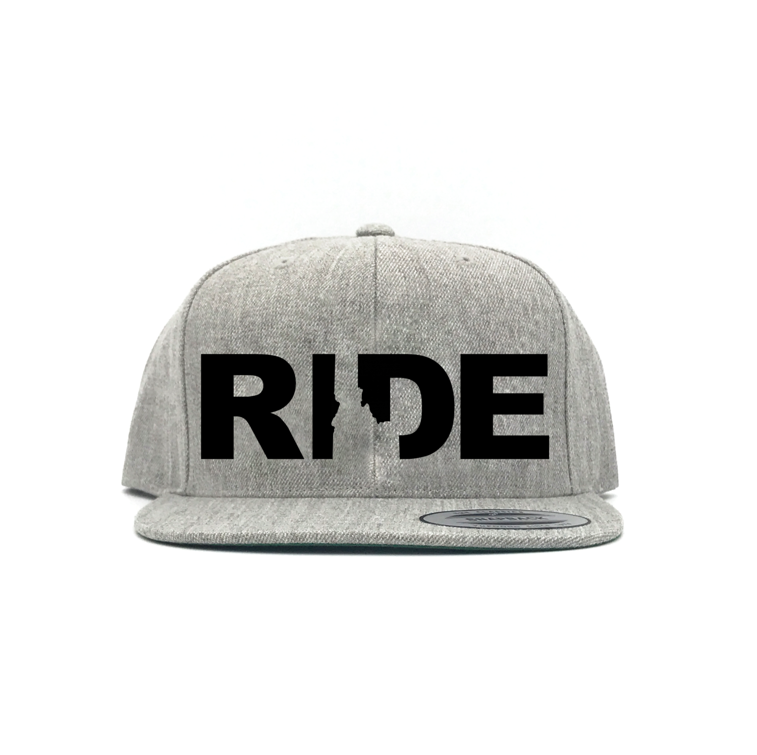 Ride Idaho Classic Pro 3D Puff Embroidered Snapback Flat Brim Hat Heather Gray