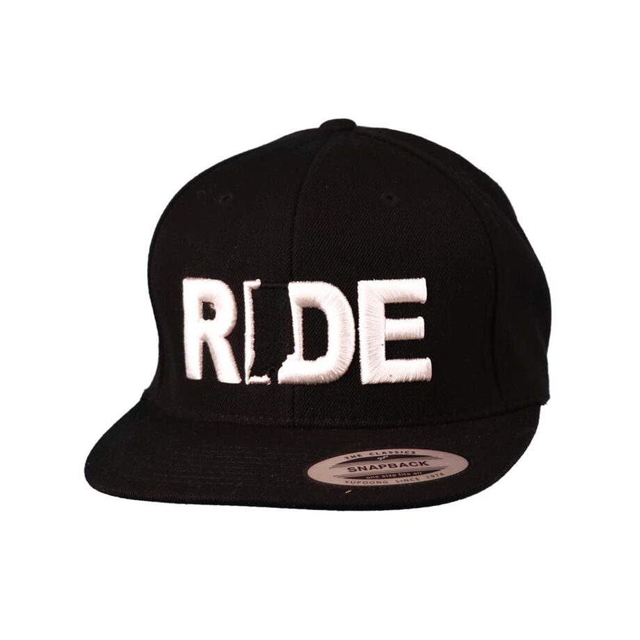 Ride Indiana Classic Flatbrim Snapback Hat Black_White