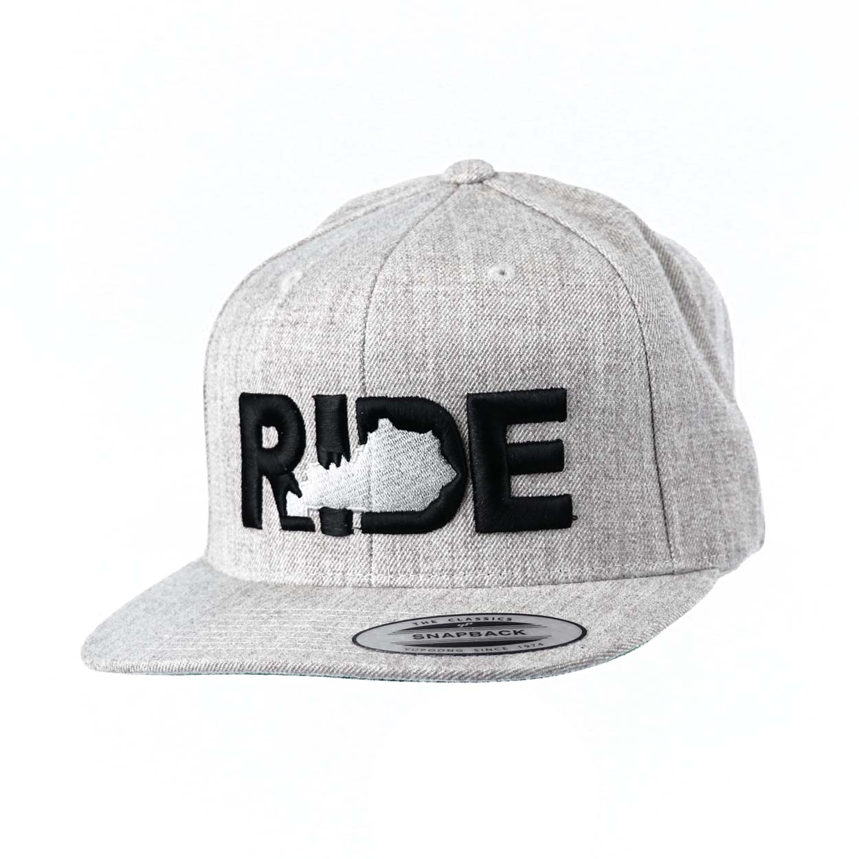 Ride Kentucky Classic Embroidered  Snapback Flat Brim Hat Heather Gray