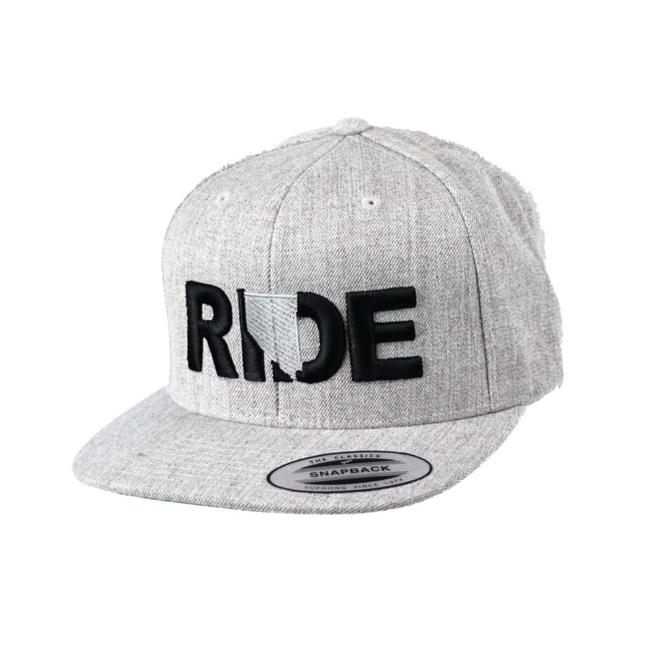 Ride Nevada Classic Flatbrim Snapback Hat Gray_Black