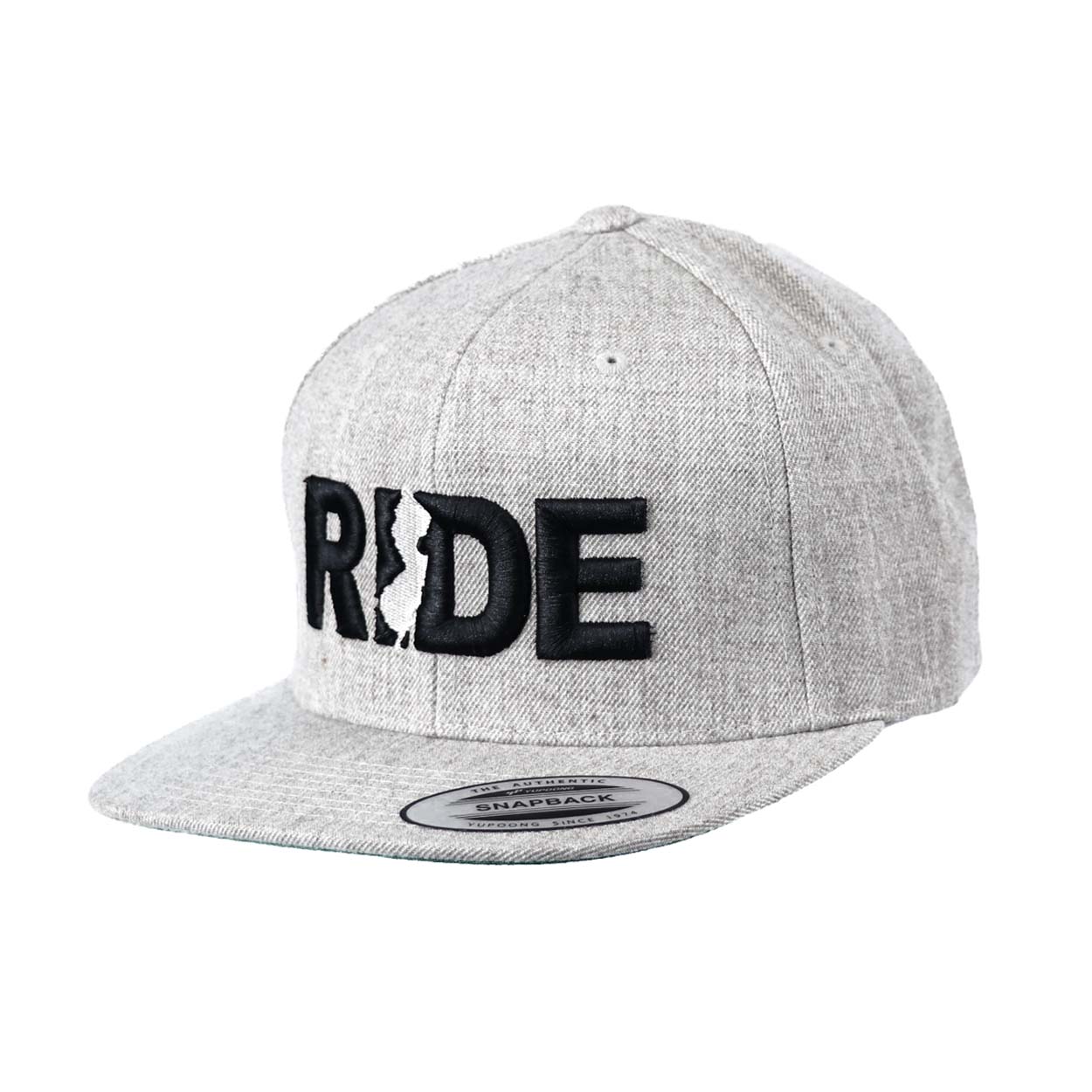 Ride New Jersey Classic Pro 3D Puff Embroidered Snapback Flat Brim Hat Heather Gray