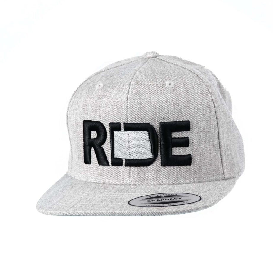Ride North Dakota Classic Flatbrim Snapback Hat Gray_Black