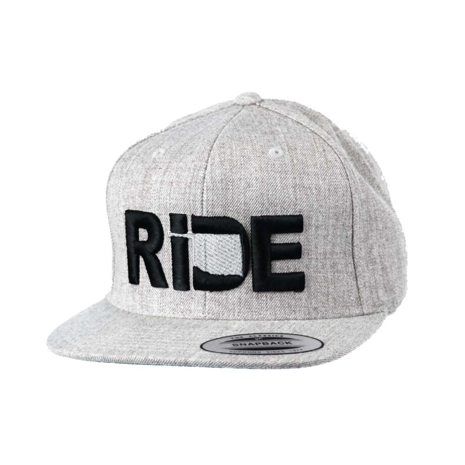 Ride Oklahoma Classic Flatbrim Snapback Hat Gray_Black