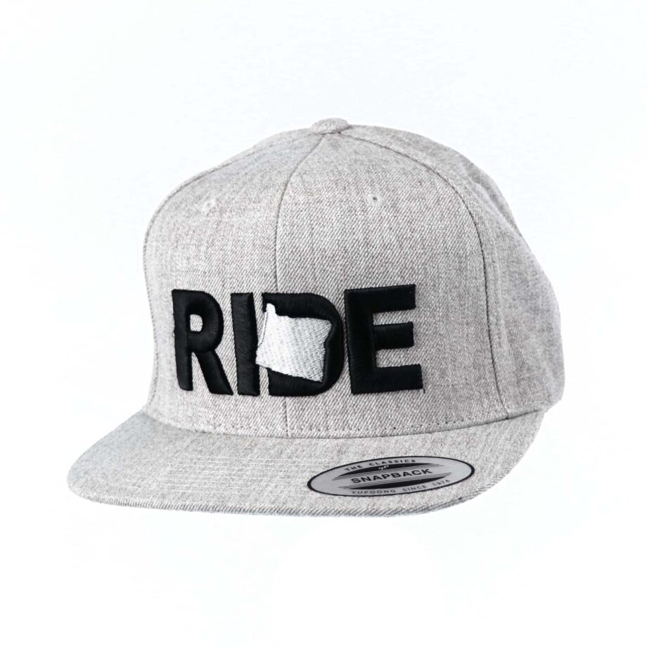 Ride Oregon Classic Flatbrim Snapback Hat Gray_Black