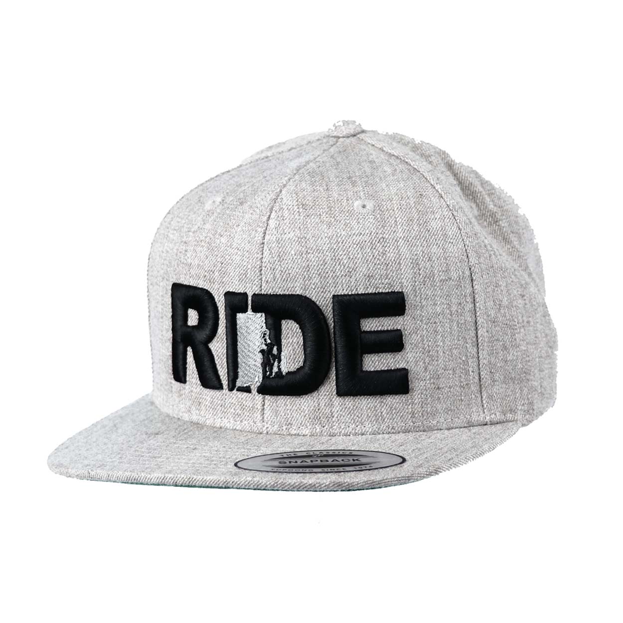 Ride Rhode Island Classic Embroidered Snapback Flat Brim Hat Heather Gray