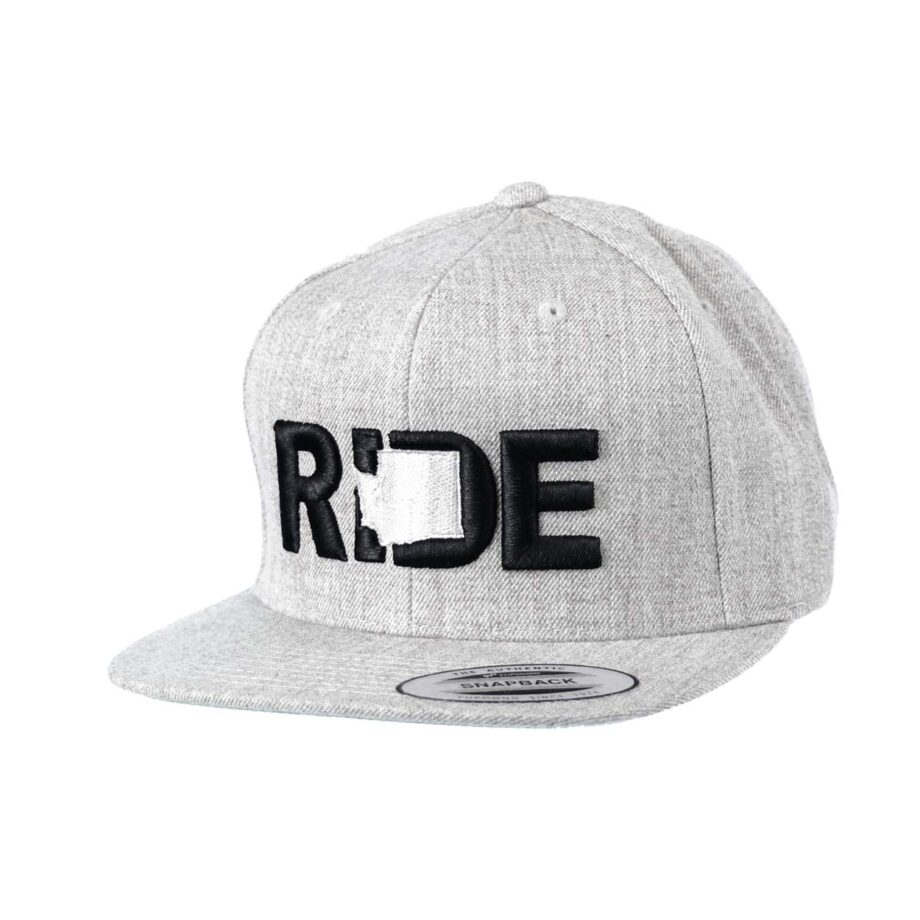 Ride Washington Classic Flatbrim Snapback Hat Gray_Black
