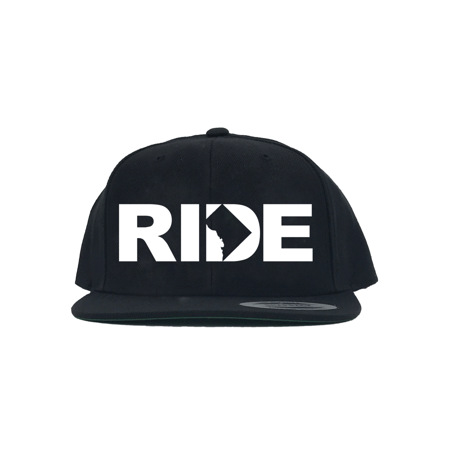 Ride District of Columbia Classic Embroidered  Snapback Flat Brim Hat Black
