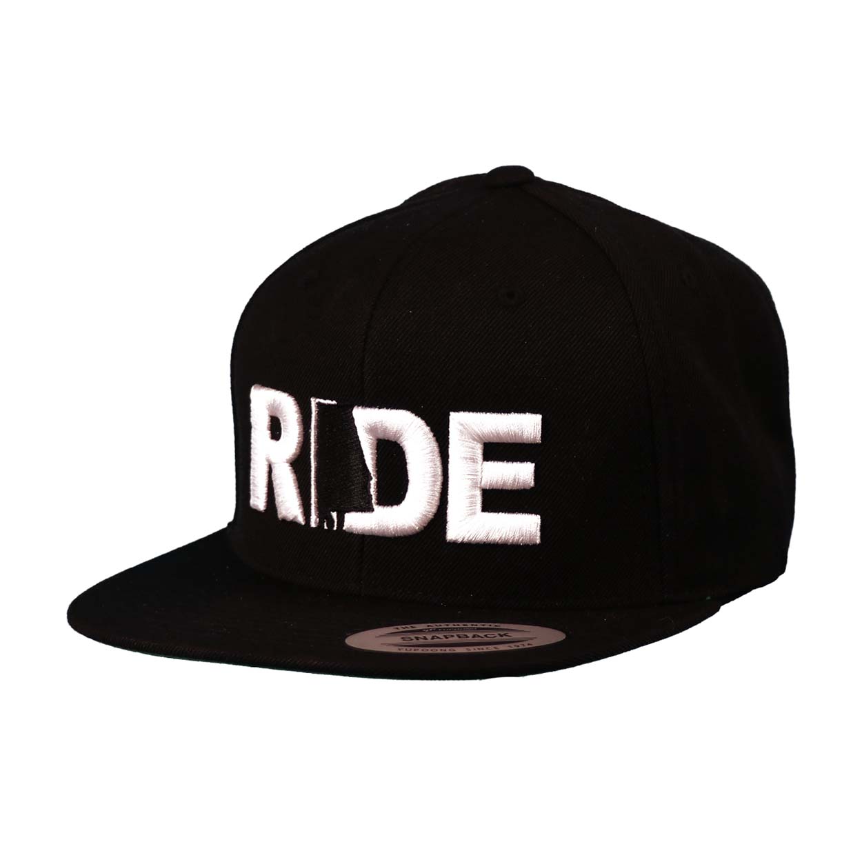 Ride Alabama Classic Pro 3D Puff Embroidered Snapback Flat Brim Hat Black
