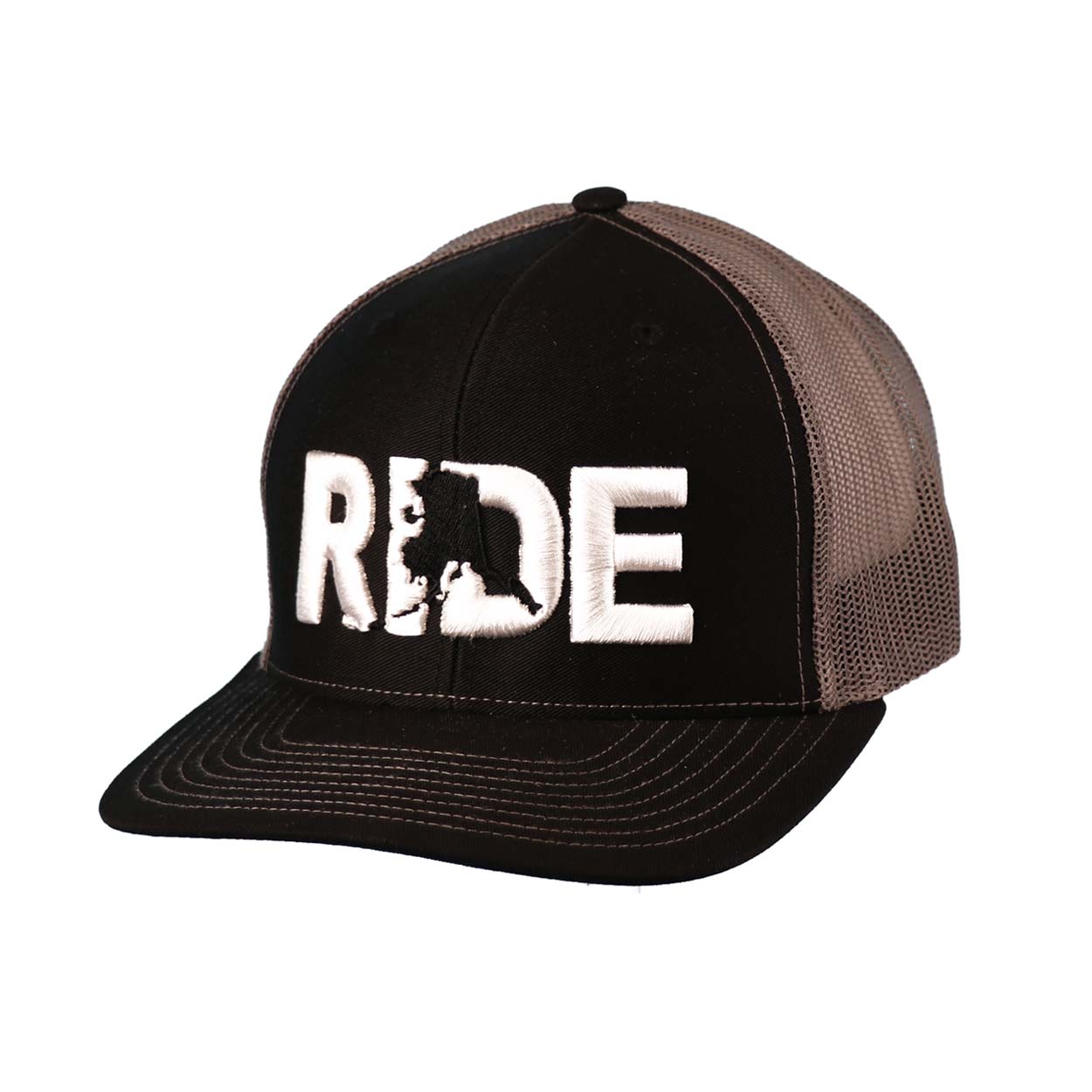 Ride Alaska Classic Pro 3D Puff Embroidered Snapback Trucker Hat Black/Gray