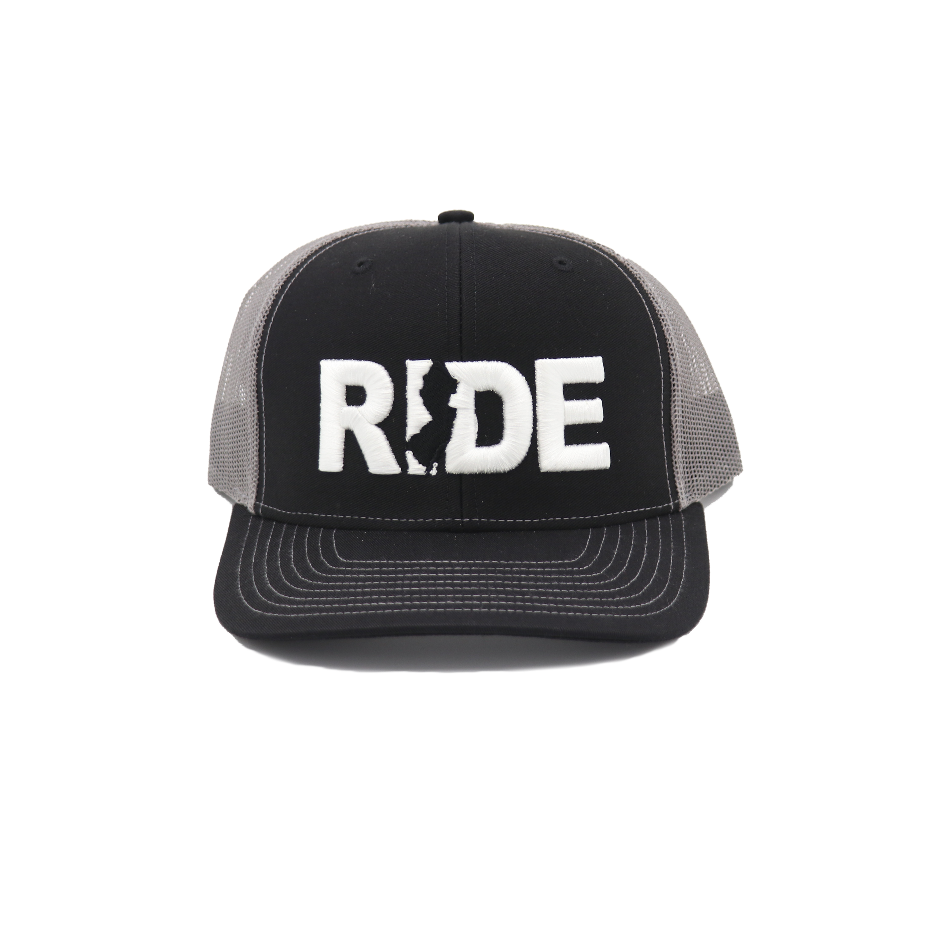 Ride New Jersey Classic Embroidered Snapback Trucker Hat Black/Gray