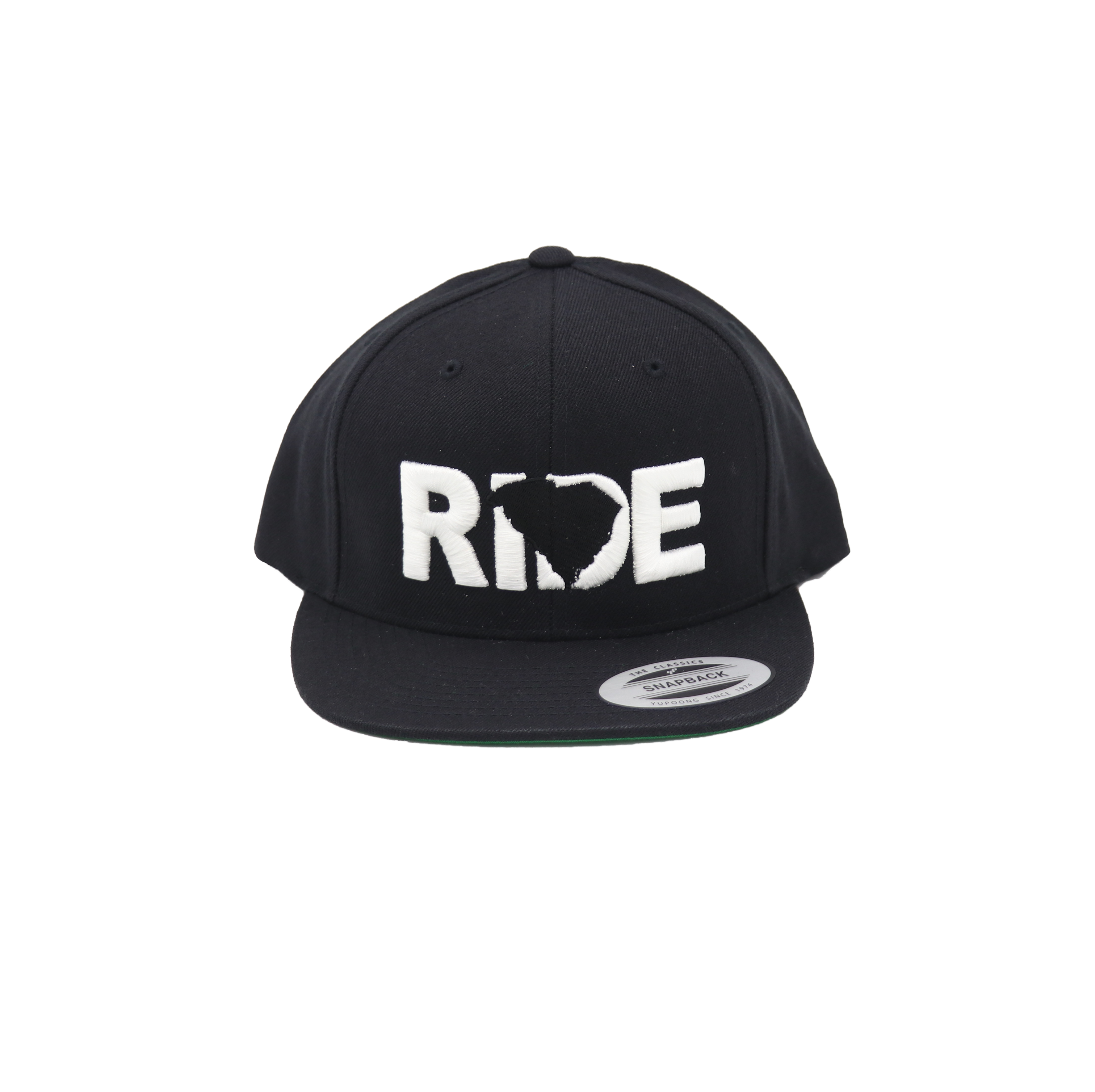 Ride South Carolina Classic Embroidered  Snapback Flat Brim Hat Black
