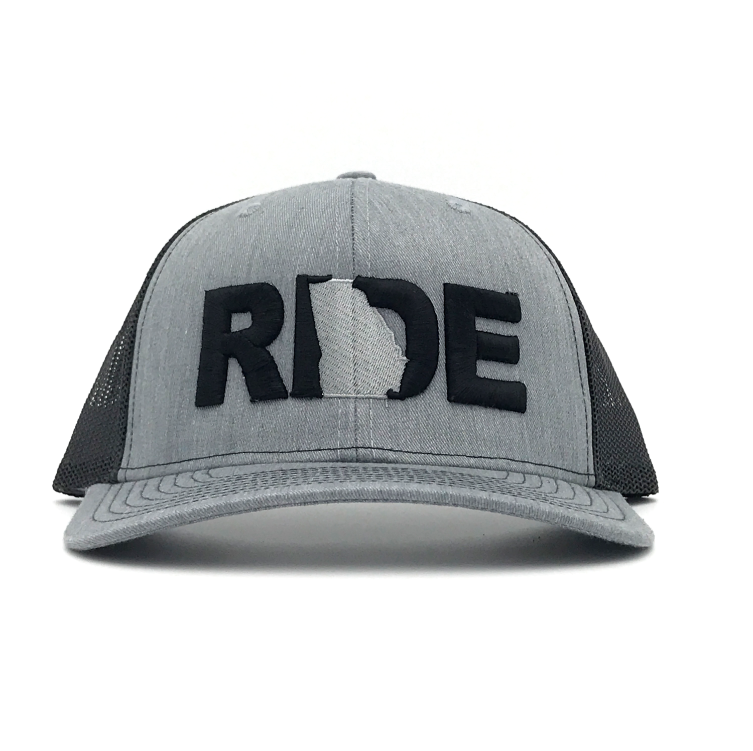 Ride Georgia Classic Pro 3D Puff Embroidered Snapback Trucker Hat Heather Gray/Black