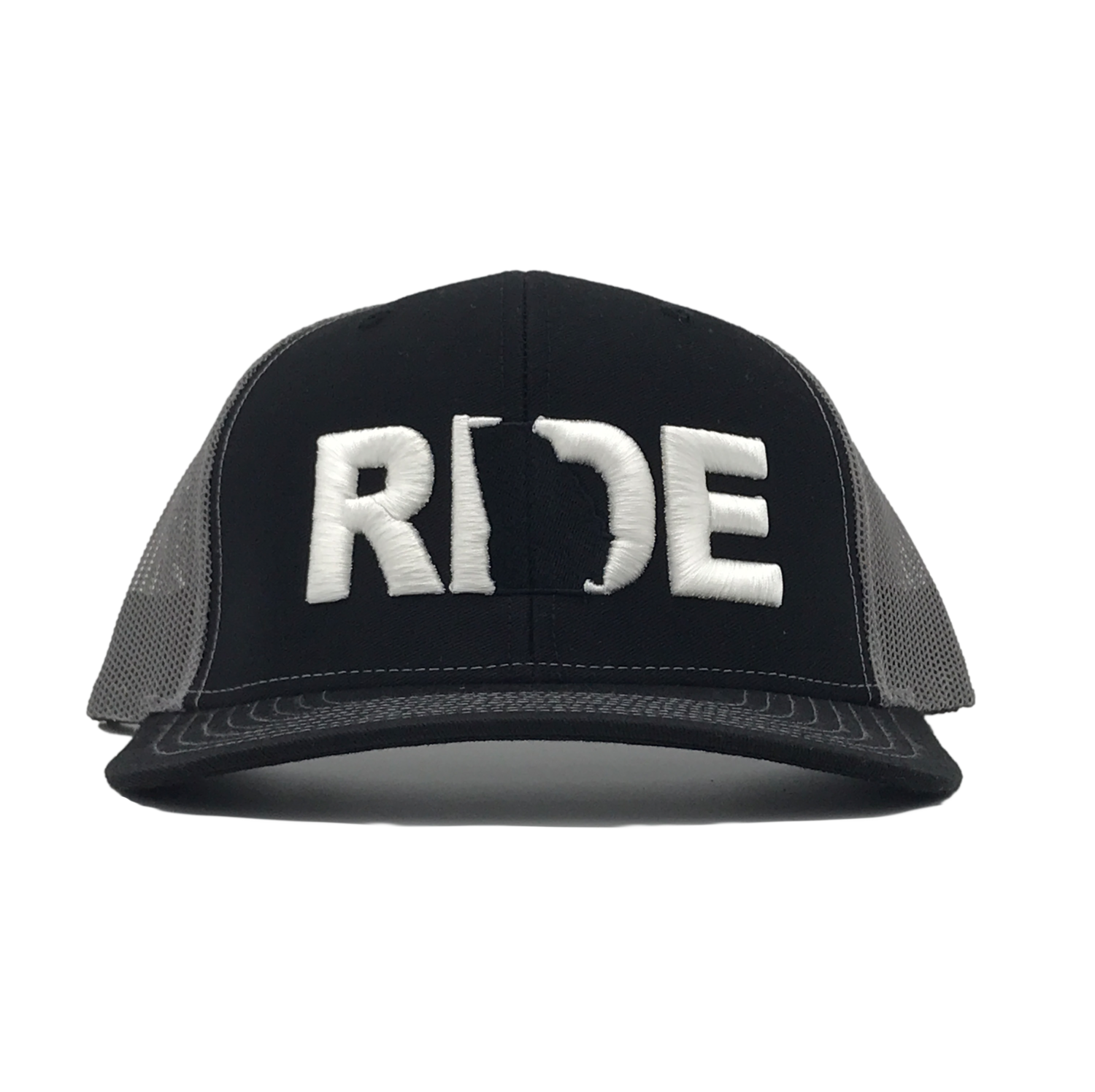 Ride Georgia Classic Embroidered Snapback Trucker Hat Black/Gray