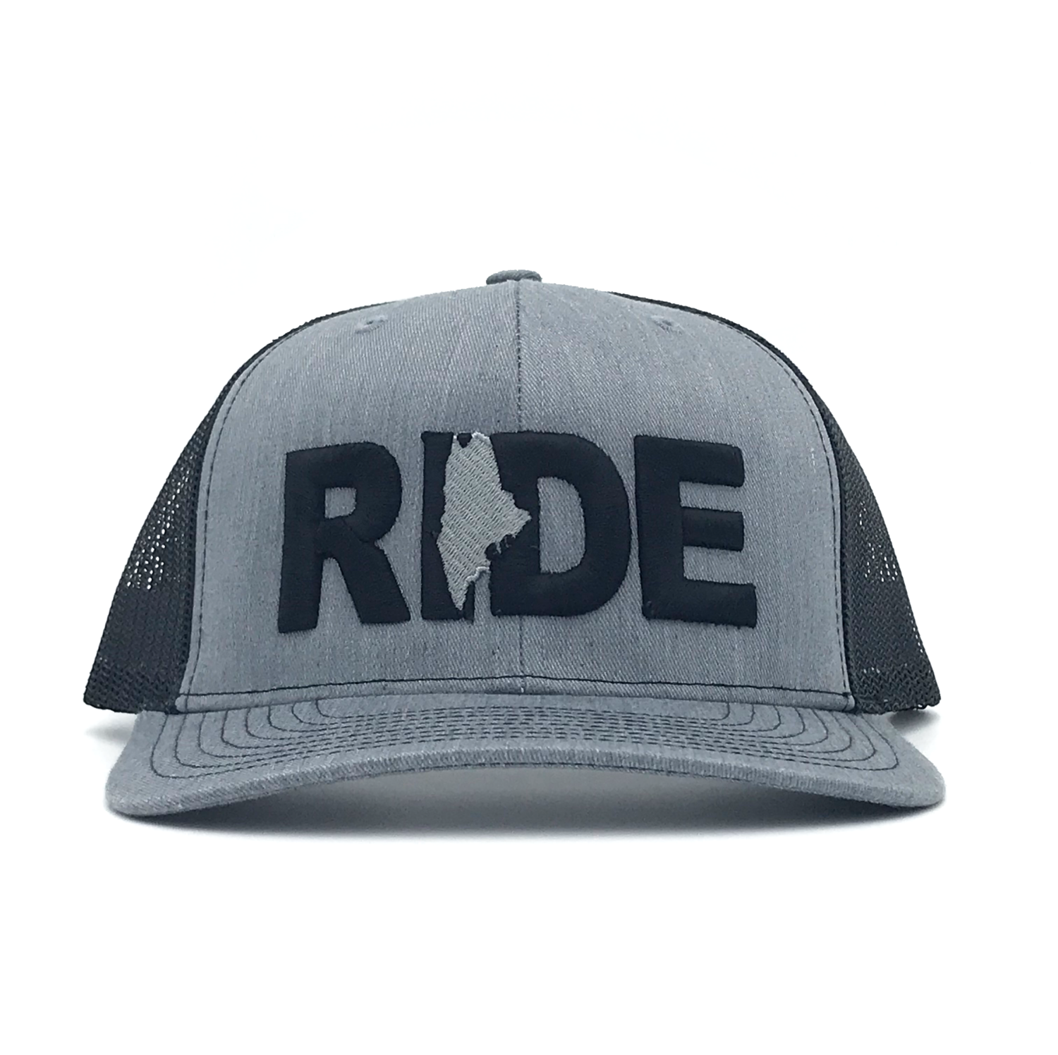 Ride Maine Classic Pro 3D Puff Embroidered Snapback Trucker Hat Heather Gray/Black
