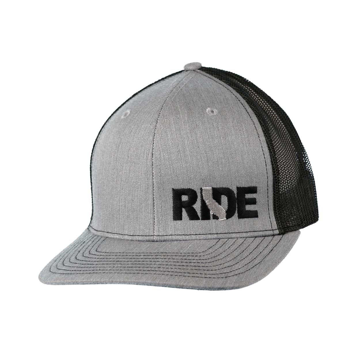Ride California Night Out Pro Embroidered Snapback Trucker Hat Heather Gray/Black