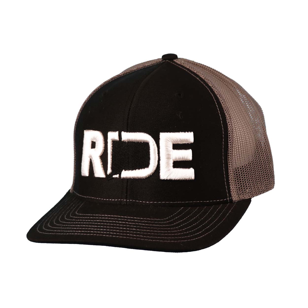 Ride Connecticut Classic Embroidered Snapback Trucker Hat Black/Gray
