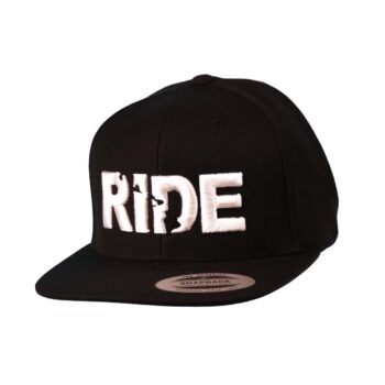 Ride Hawaii Classic Flatbrim Snapback Hat Black_White